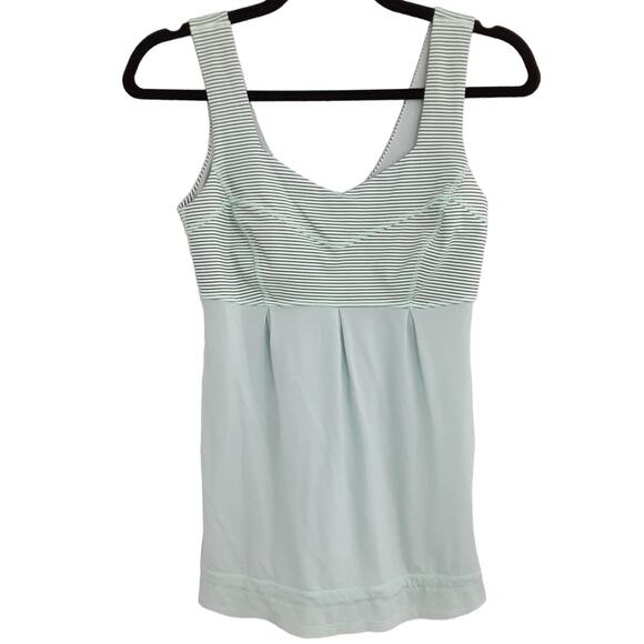 Lululemon Tame Me Tank Top Striped Fresh Teal Mini Hyper Womens 4 Dance Yoga Gym - Picture 4 of 13